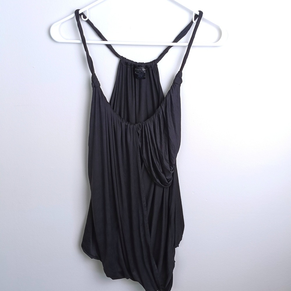 Caribbean Queen Draped Tank Top Womens S/M Grey Excellent Racerback Surplice